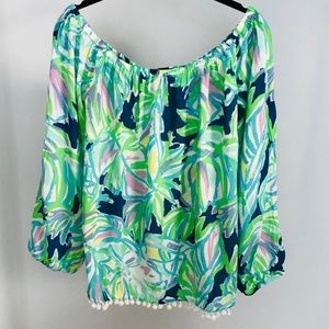 Lilly Pulitzer Off The Shoulder Blouse Top Size L